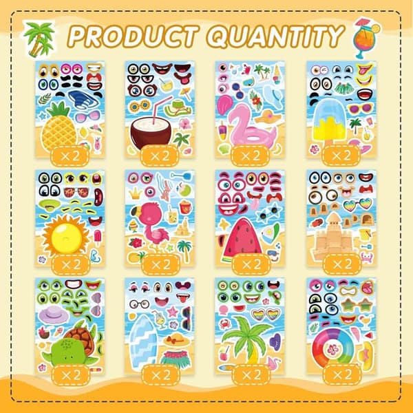 Tropical Luau Party Stickers - 24 Sheets for Kids