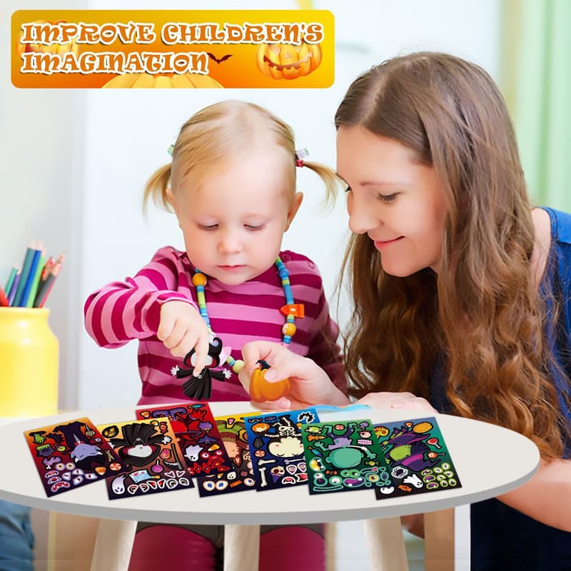 Halloween DIY Sticker Kit for Kids - 64 Sheets, 16 Designs