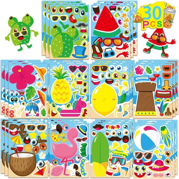 Summer Pool Party Stickers - 30 Hawaiian Theme Décor