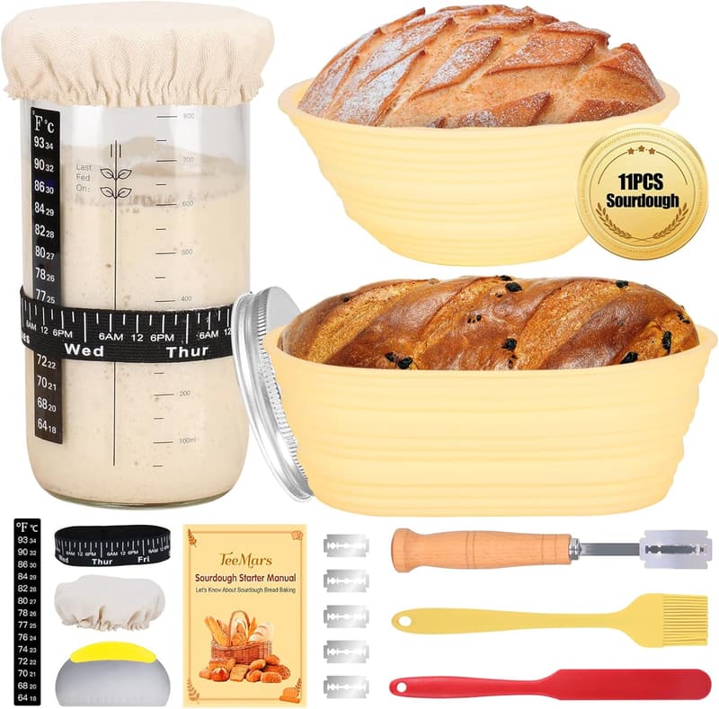 Sourdough Starter Kit with Bread Proofing Baskets and Tools