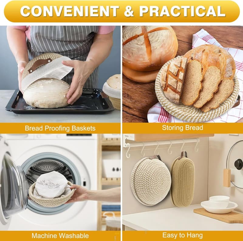 Banneton Bread Proofing Basket Set with Liners - 10
