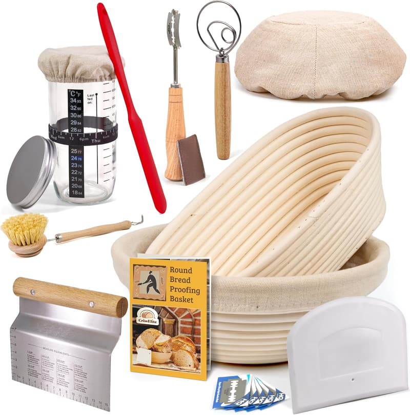 Sourdough Bread Baking Starter Kit with Proofing Baskets