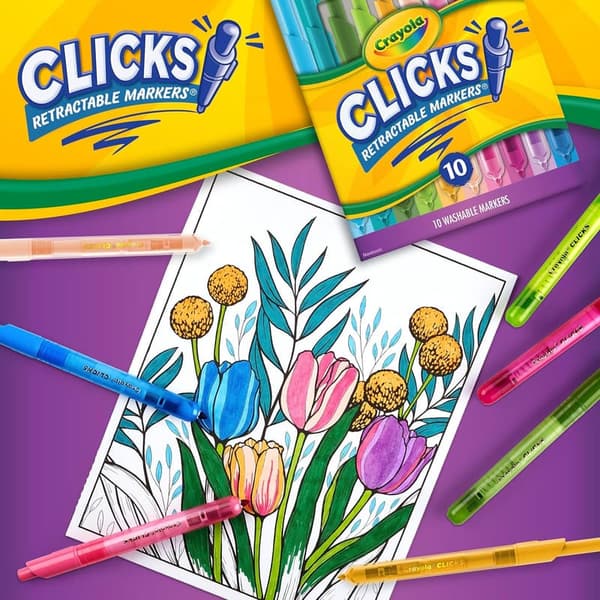 Retractable Crayola Click Markers - Bold Washable (10ct)