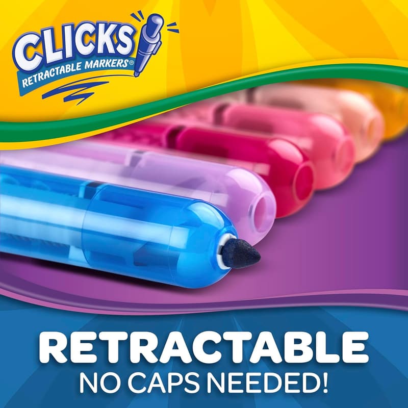 Retractable Crayola Click Markers - Bold Washable (10ct)