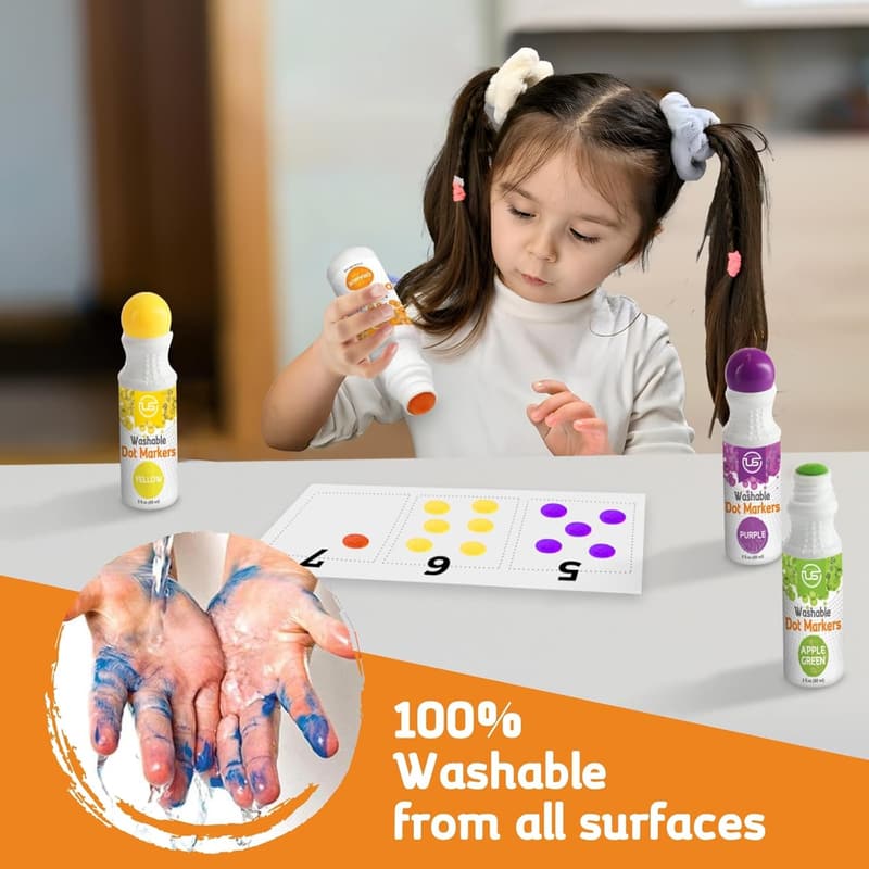 Washable Dot Markers for Kids - 6 Color Art Set