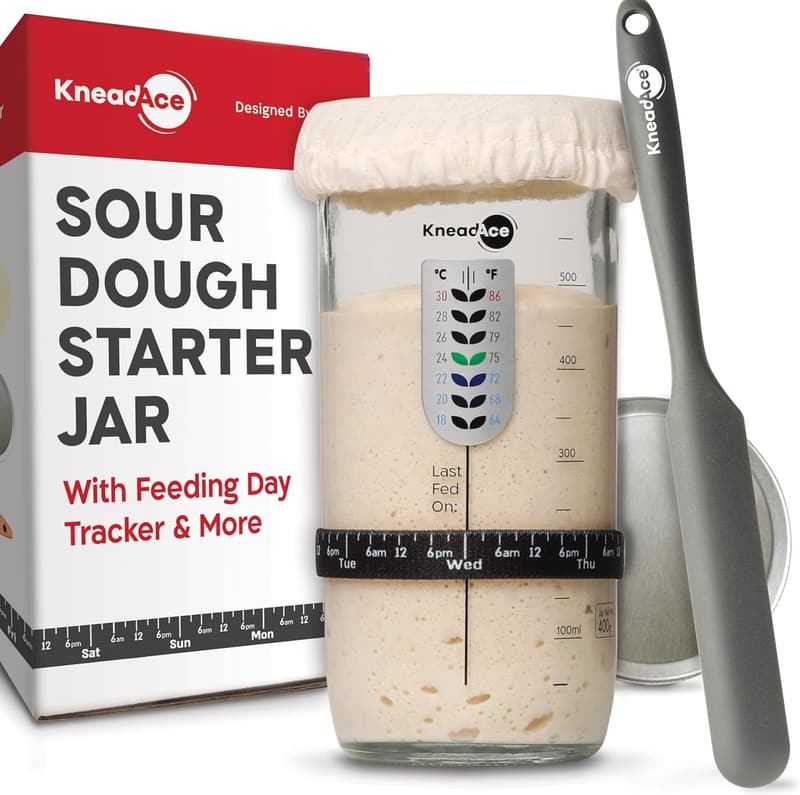 Sourdough Starter Kit with Thermometer, Scraper, and Cloth Cover