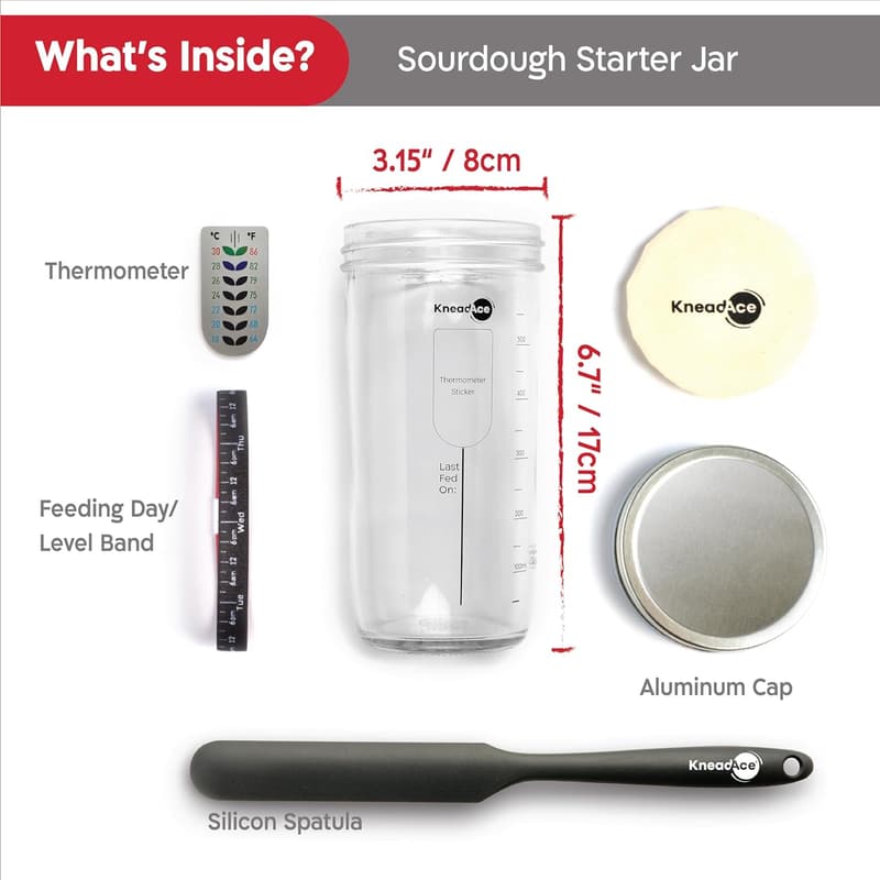 Sourdough Starter Kit with Thermometer, Scraper, and Cloth Cover