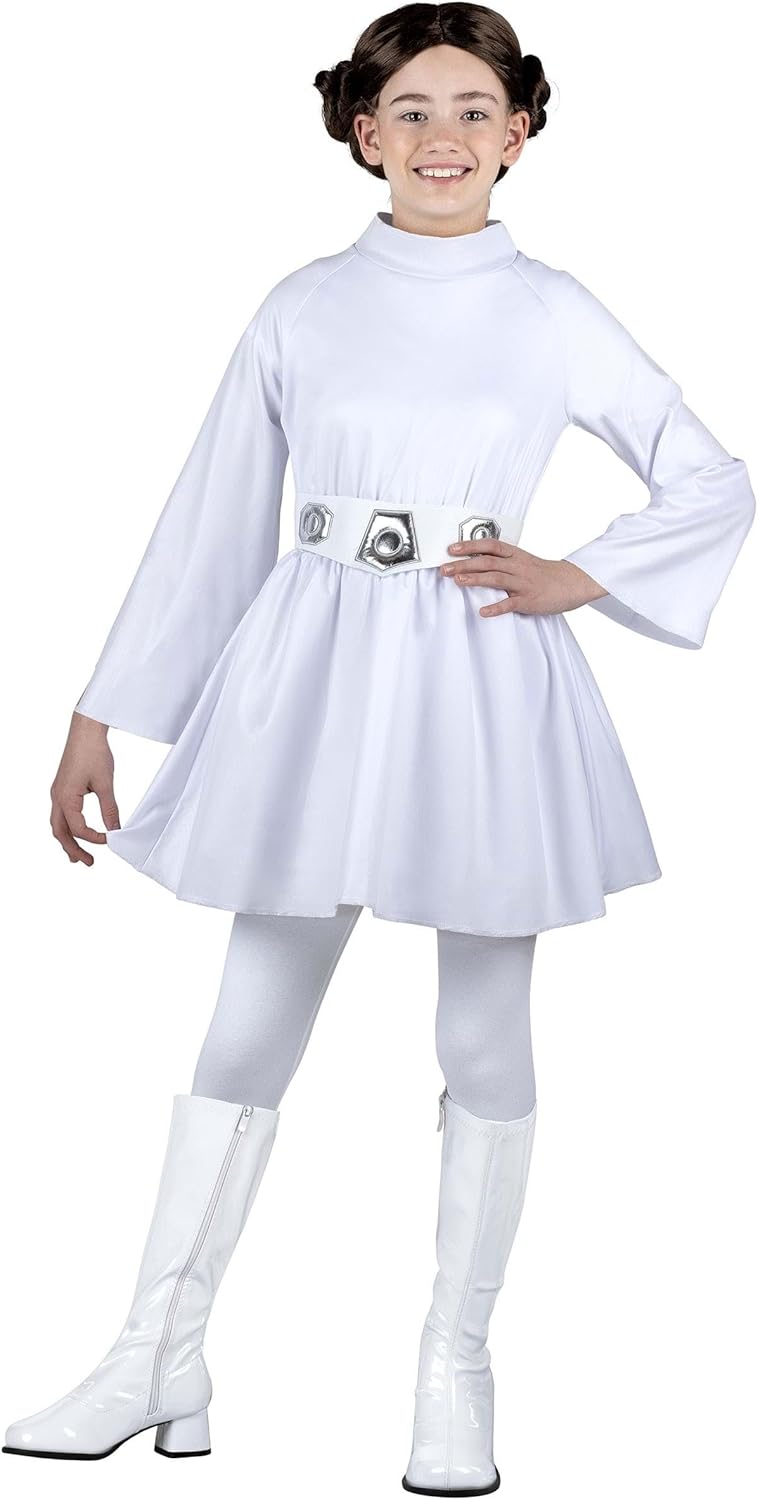 Princess Leia Youth Halloween Costume with Hood, Belt & Wig