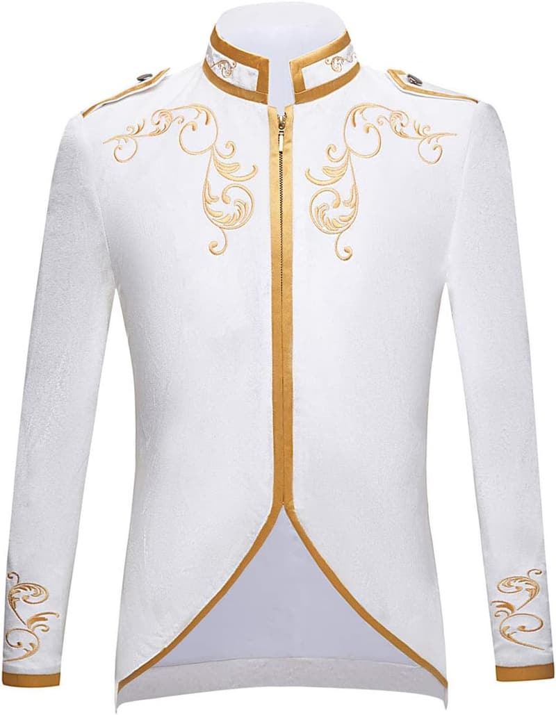 Men's Black Velvet Blazer with Gold Embroidery