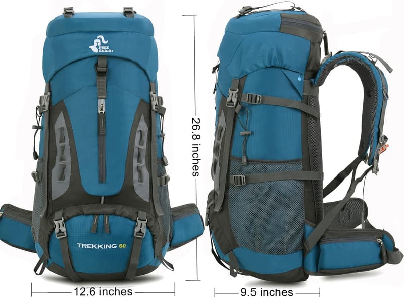 Waterproof 60L Hiking Backpack with Rain Cover