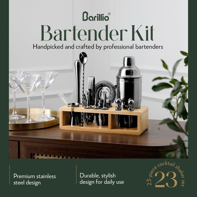 Cocktail Shaker Set - 23-Pc Stainless Steel Mixology Kit