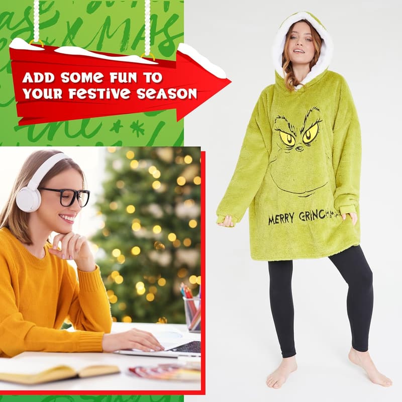 Cozy Fleece Wearable Hoodie Blanket for Holiday Comfort