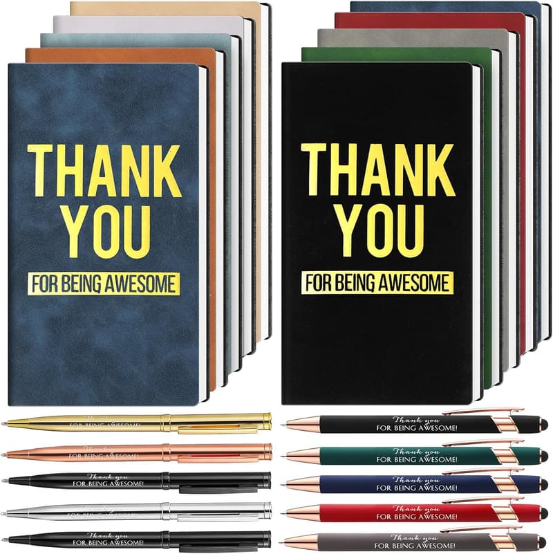 Employee Appreciation Gift Set: 10 A6 Leather Notebooks & Pens