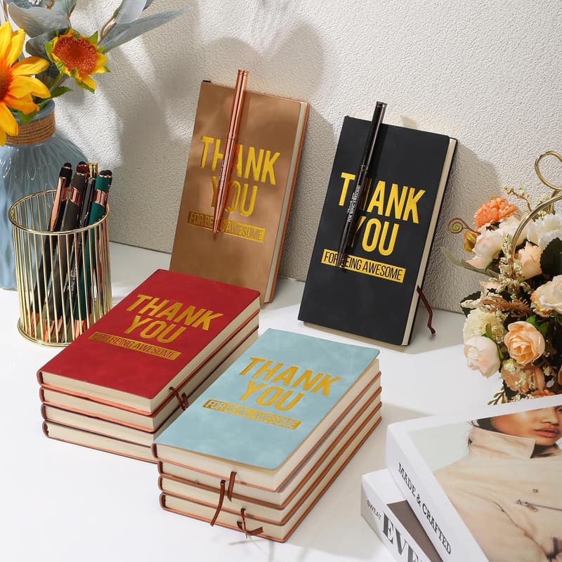 Employee Appreciation Gift Set: 10 A6 Leather Notebooks & Pens