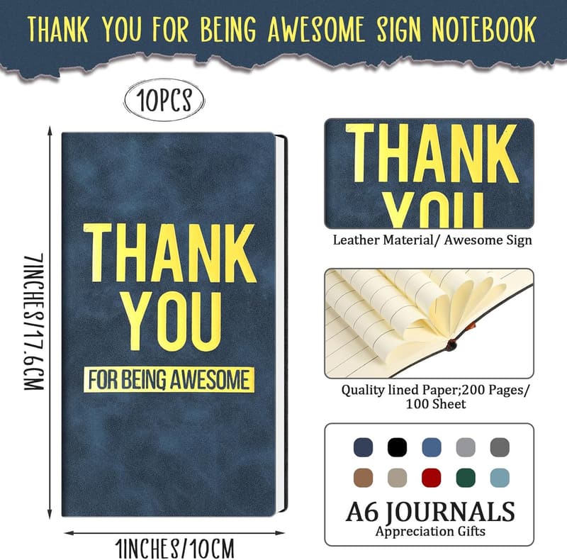 Employee Appreciation Gift Set: 10 A6 Leather Notebooks & Pens