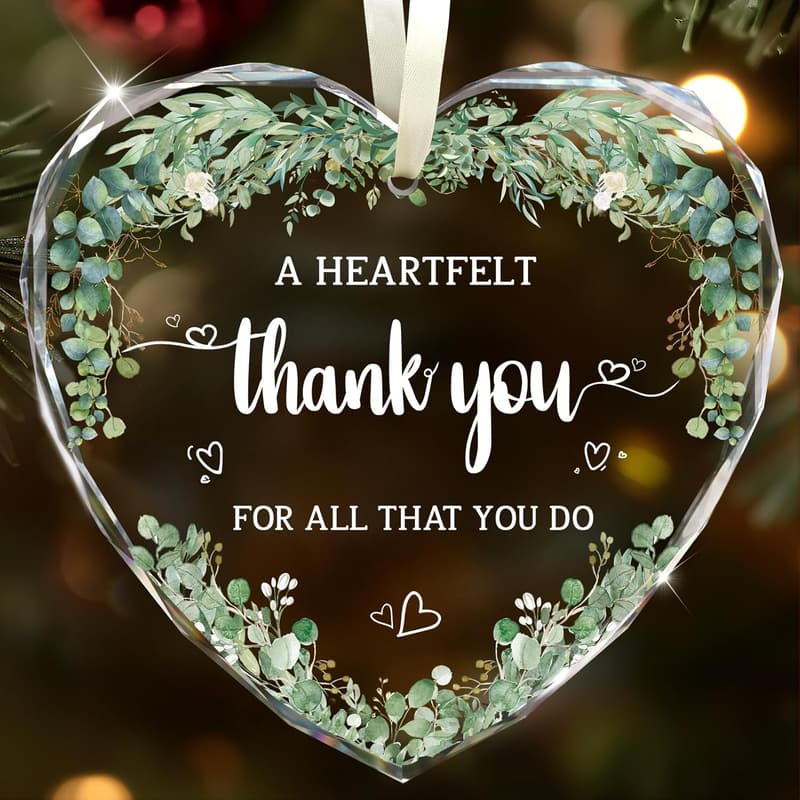 Thank You Glass Ornament for Women - Appreciation Gift
