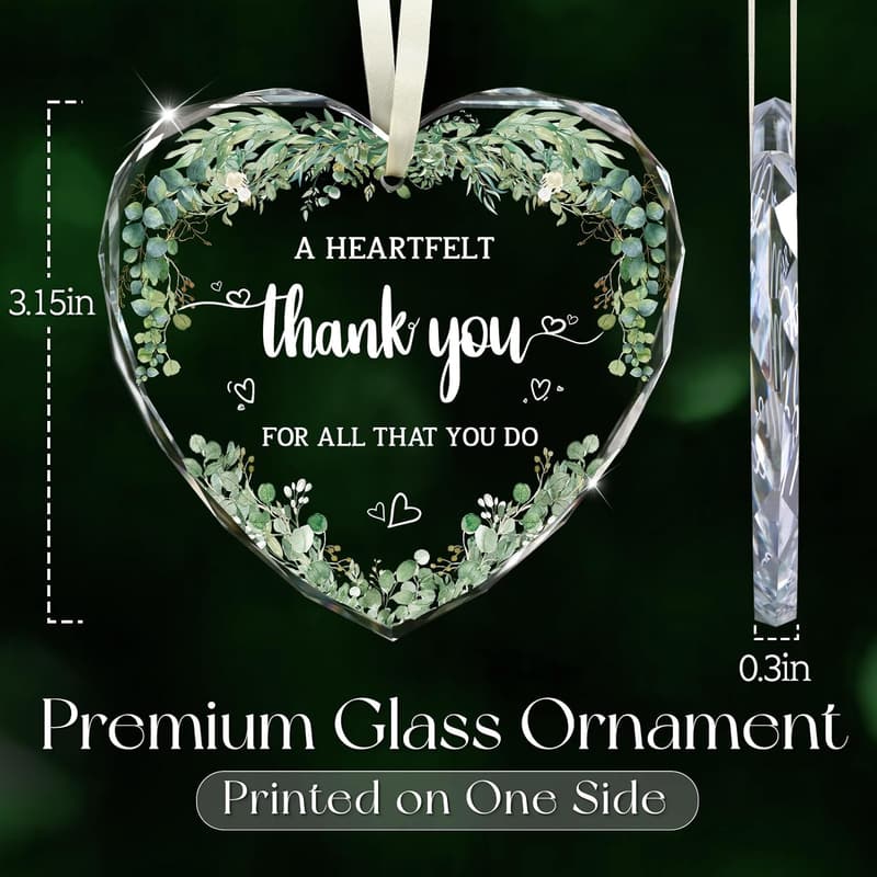 Thank You Glass Ornament for Women - Appreciation Gift