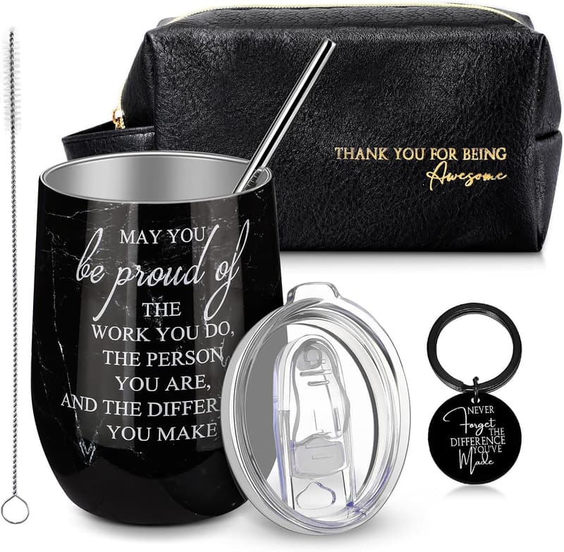 Father's Day Gift Set: Leather Toiletry Bag & 12oz Tumbler for Men