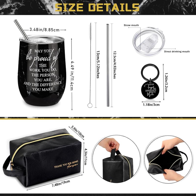 Father's Day Gift Set: Leather Toiletry Bag & 12oz Tumbler for Men