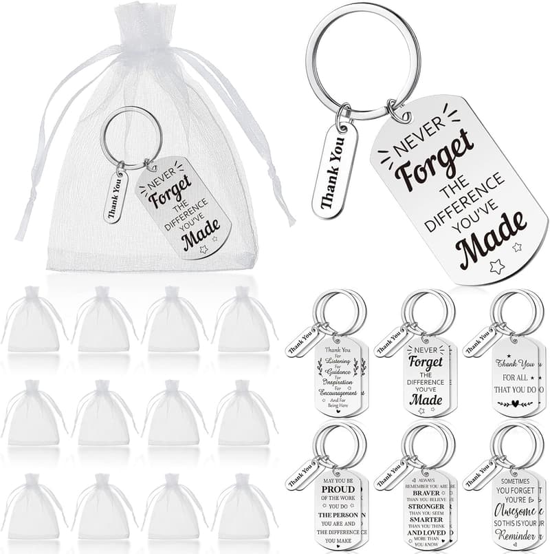 Thank You Keychain Gift Set - 12 PCS for Coworkers & Teachers
