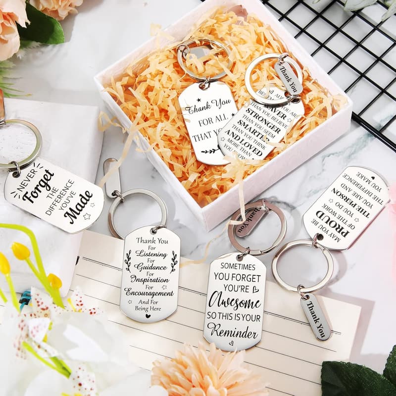 Thank You Keychain Gift Set - 12 PCS for Coworkers & Teachers