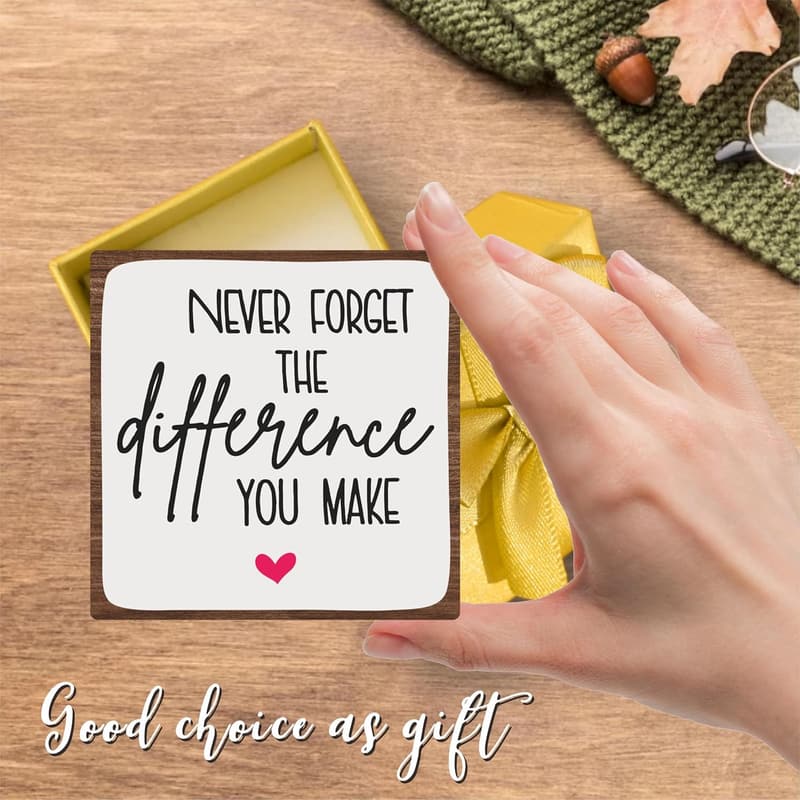 Positive Reminder Wooden Desk Sign with Metal Stand - Home Office Decor