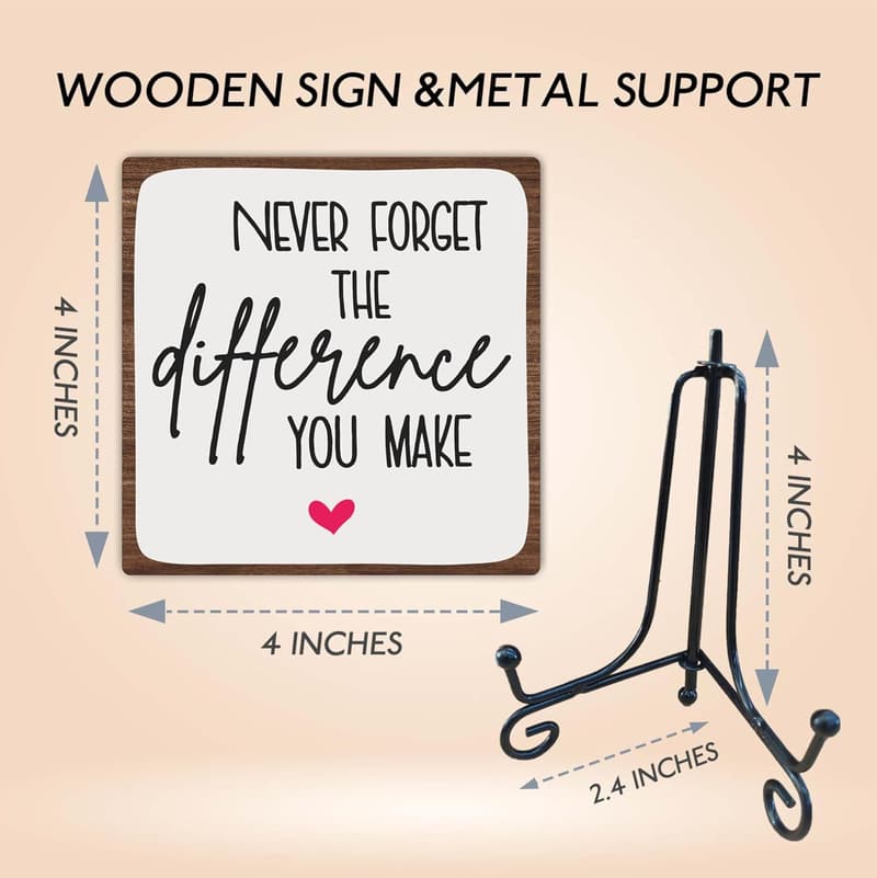 Positive Reminder Wooden Desk Sign with Metal Stand - Home Office Decor