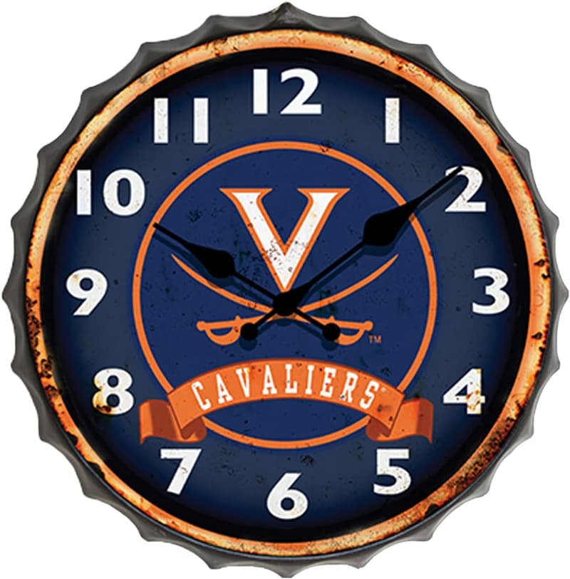 University of Virginia Bottle Cap Clock - Vintage Wall Art Decor
