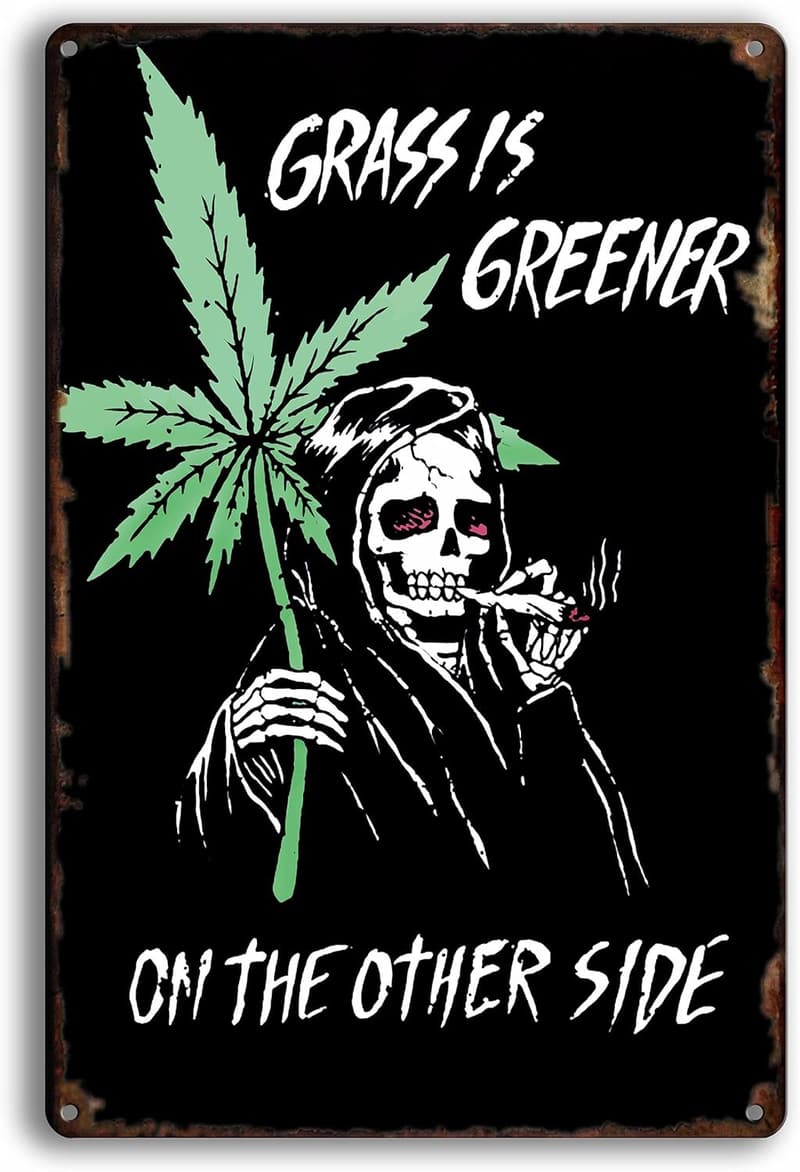 Gothic 90s Skeleton Tin Sign for Stoner Decor