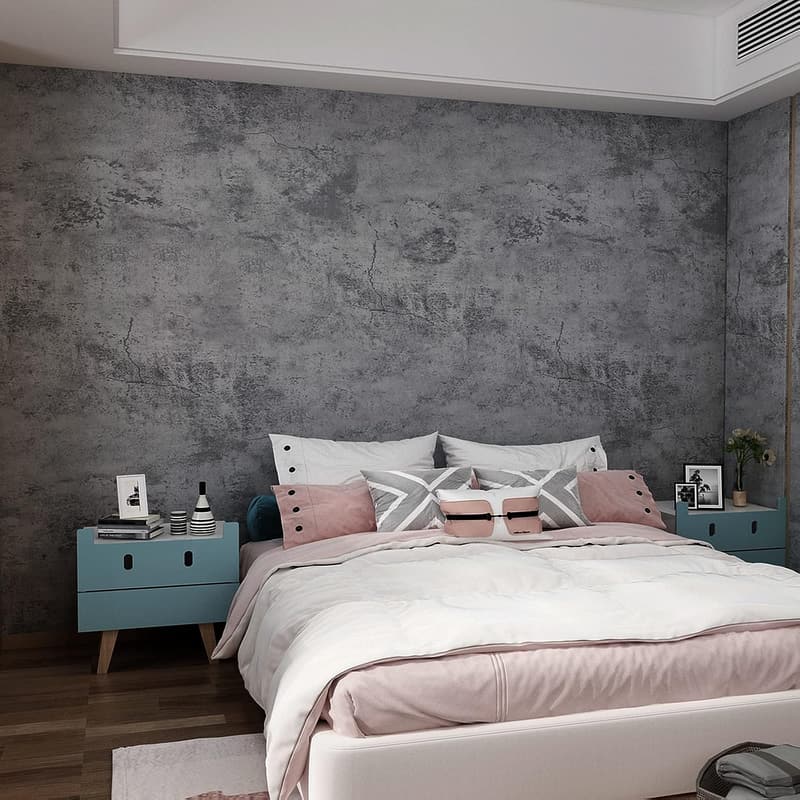 Large Grey Blue Cracked Concrete Peel and Stick Wallpaper