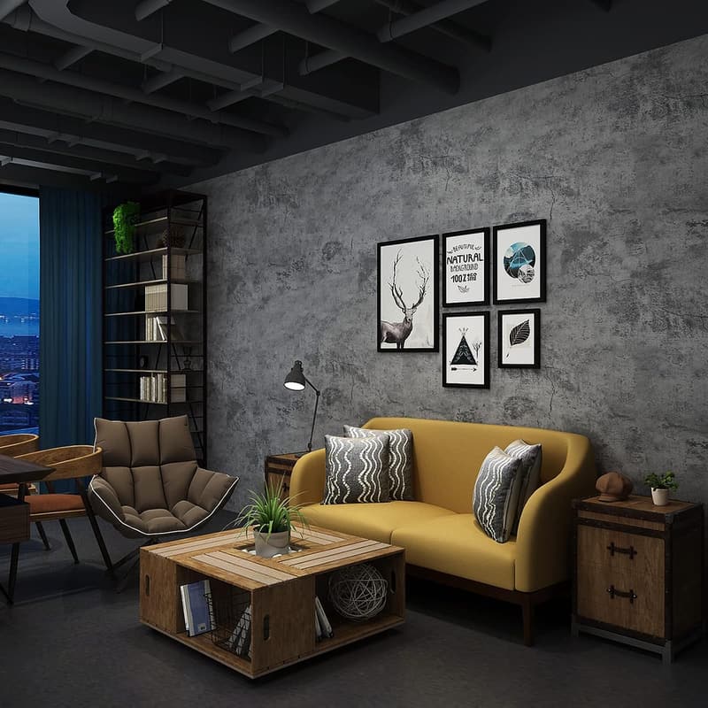 Large Grey Blue Cracked Concrete Peel and Stick Wallpaper