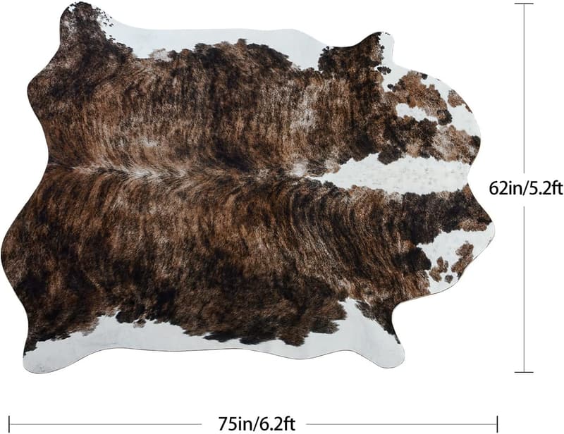 Large Faux Cowhide Print Rug - 5.2x6.2 ft for Home Decor