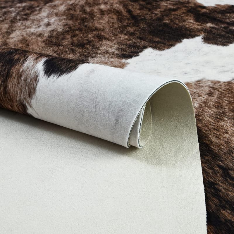 Large Faux Cowhide Print Rug - 5.2x6.2 ft for Home Decor