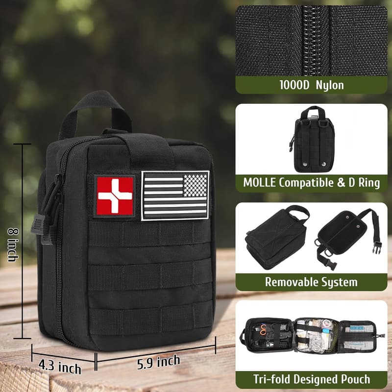 170 PCS Survival First Aid Kit with Essential Gear for Men