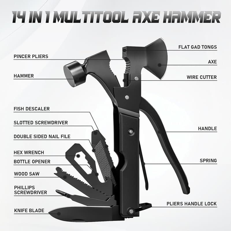 15-in-1 Multitool Axe for Camping & Survival Gifts for Dad