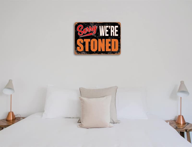 Funny Stoned Sign - Ganja Wall Art Metal Poster, 8x12 Inch