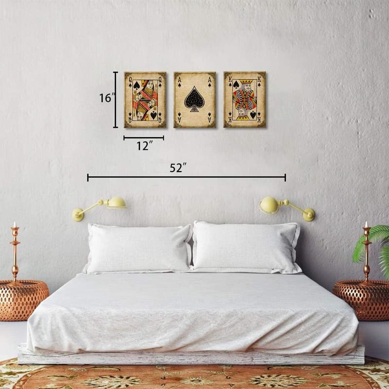 Poker Ace of Spades Canvas Art Set for Game Room Decor