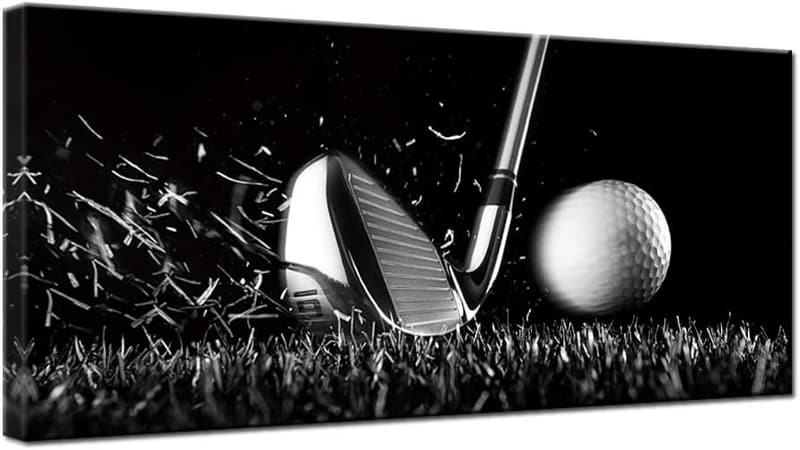 Golf Course Black and White Canvas Art for Men’s Cave, 20x40