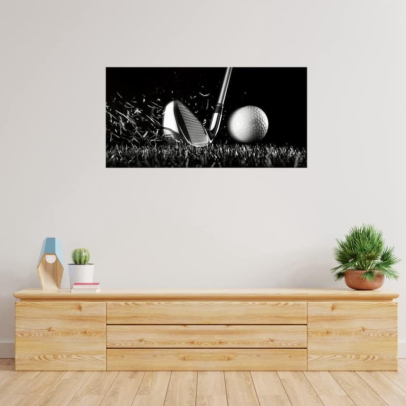 Golf Course Black and White Canvas Art for Men’s Cave, 20x40