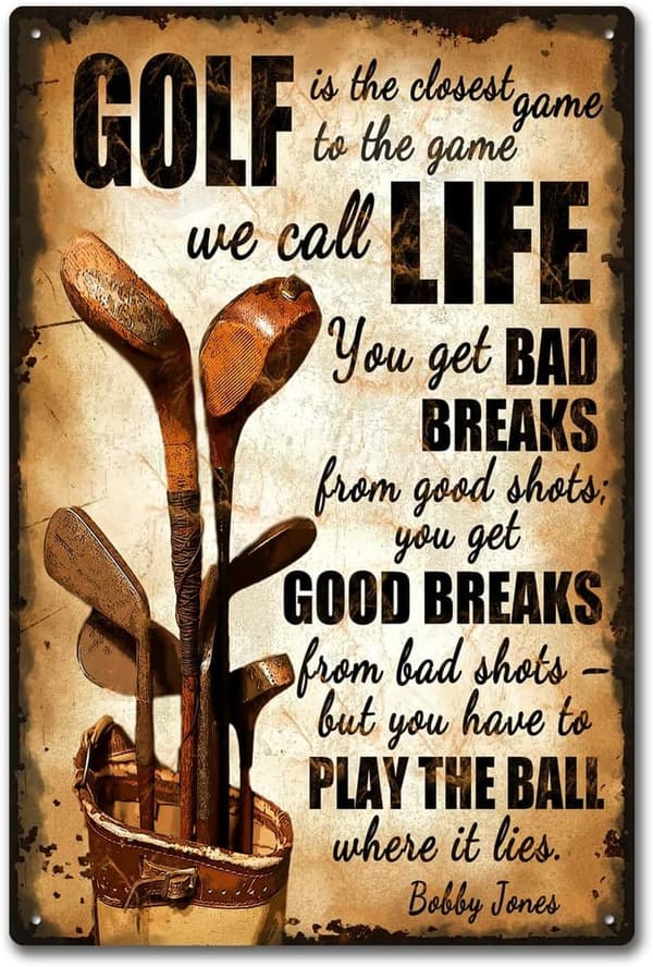 Vintage Golf Metal Sign for Home Bar or Man Cave - 8x12 Inches