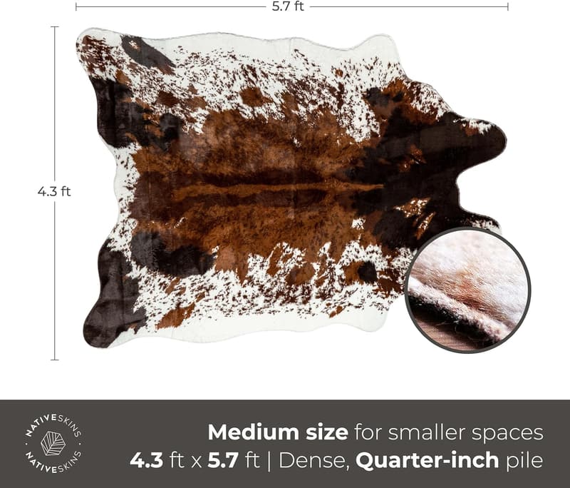 Medium Faux Cowhide Rug - 4.3ft x 5.7ft - Western Decor