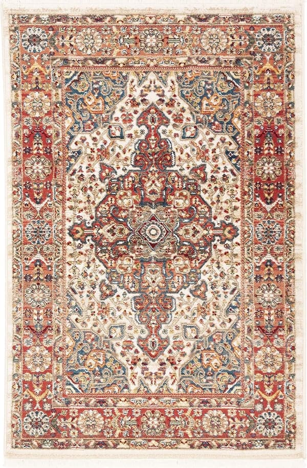 Traditional Ivory & Blue Accent Rug, 3'3