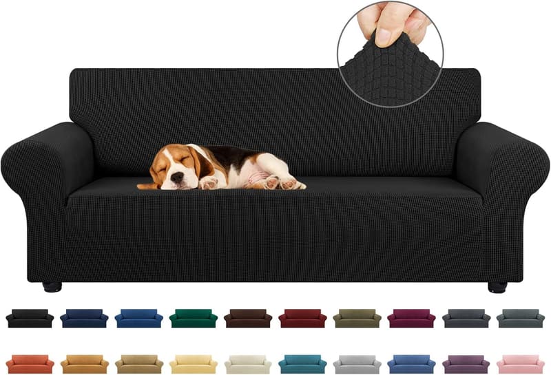 Pet-Friendly Stretch Sofa Cover - Jacquard Checked Design (79