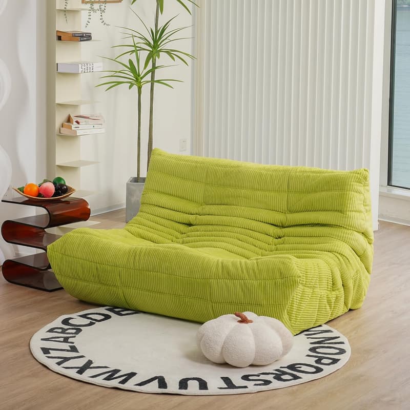 Lime Mid-Century Twin Size Corduroy Loveseat Sofa