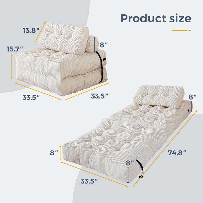 Portable Folding Sofa Bed with Pillow for Living Room/Bedroom