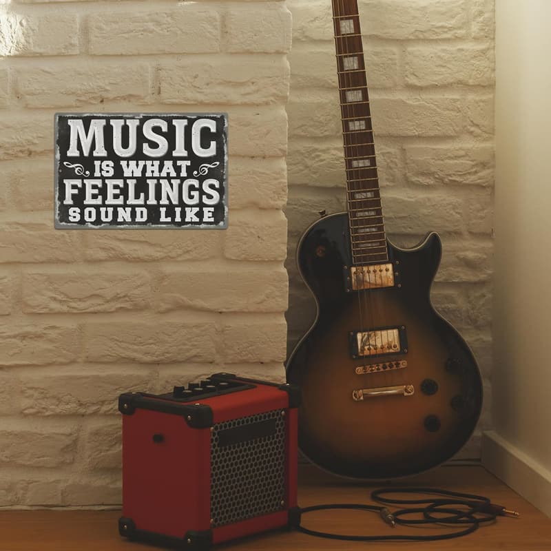 Vintage Music Wall Sign for Coffee Bars & Man Caves, 12x8