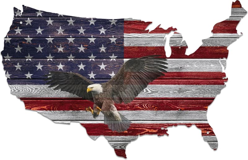 Patriotic Metal Eagle Wall Decor for Man Cave, 16