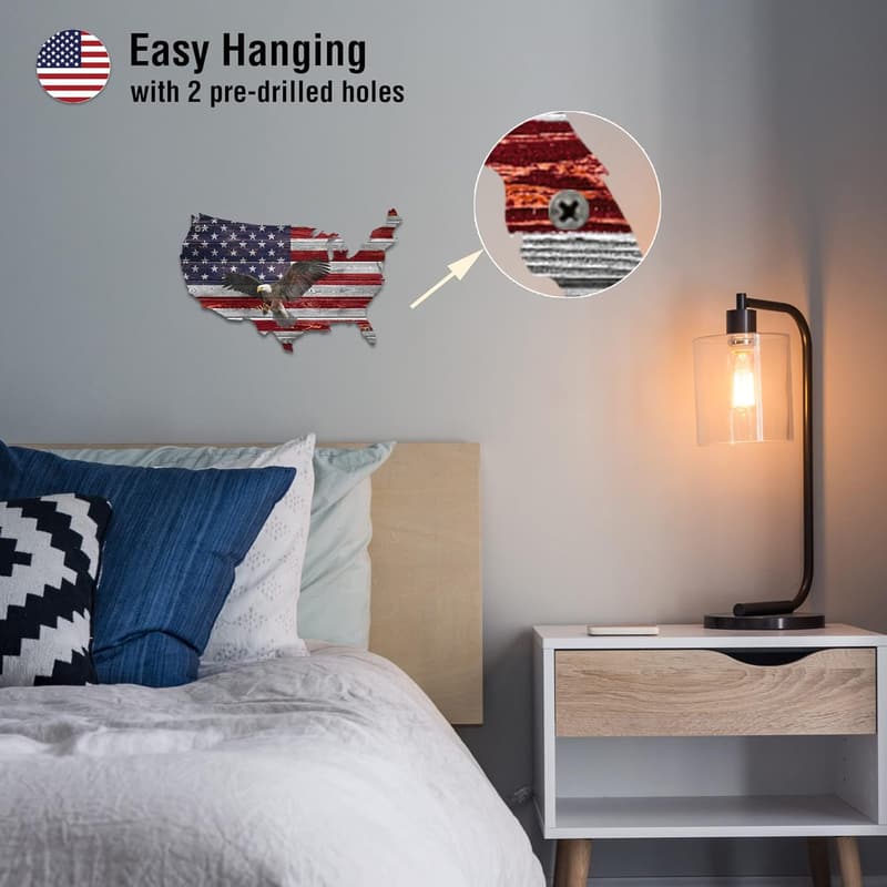 Patriotic Metal Eagle Wall Decor for Man Cave, 16