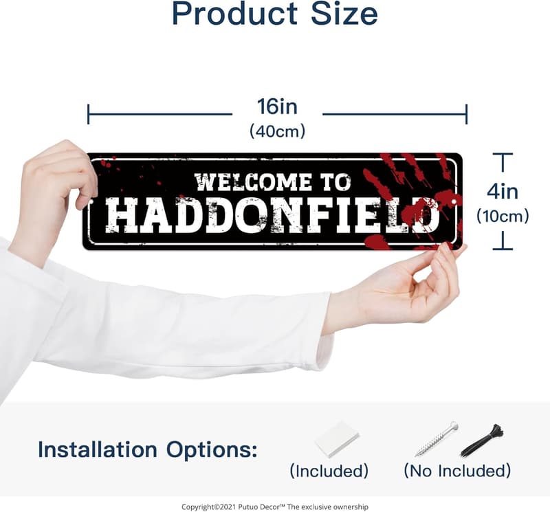 Haddonfield Street Sign - Retro Horror Movie Decor (16x4in)