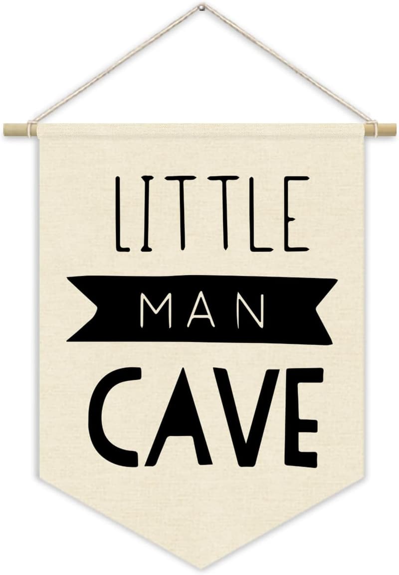 Boys Room Decor: Little Man Cave Canvas Wall Art Banner